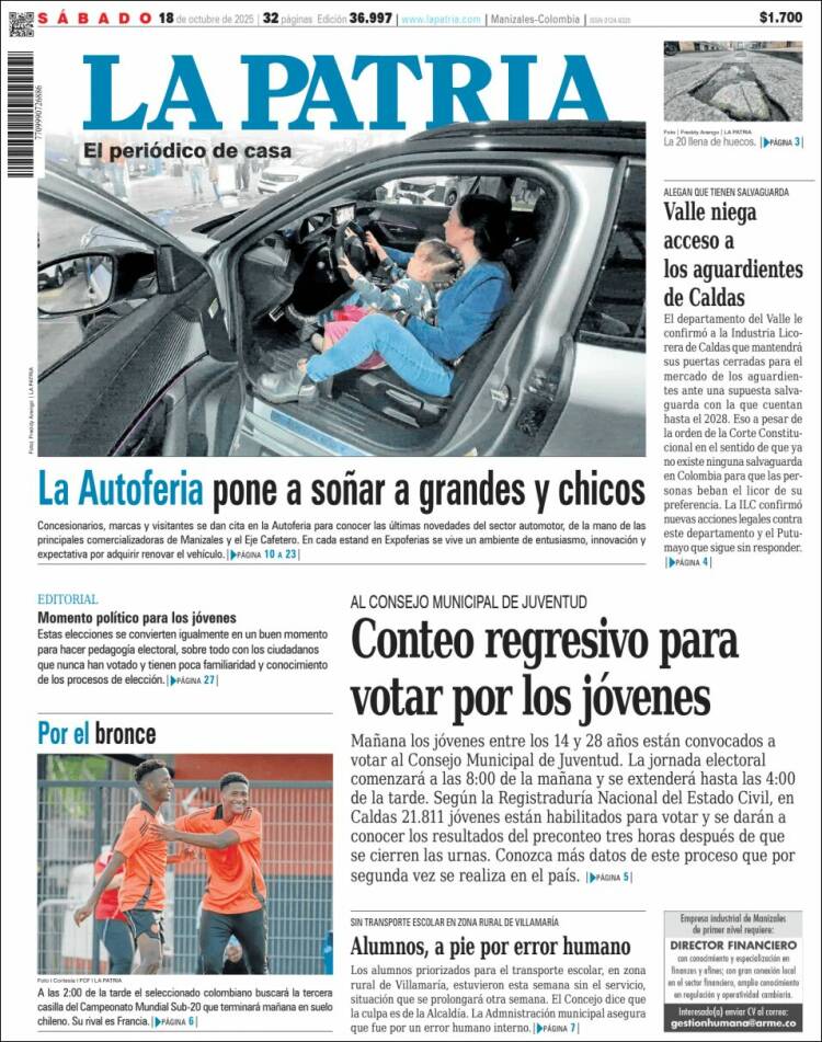 Portada de La Patria (Colombia)