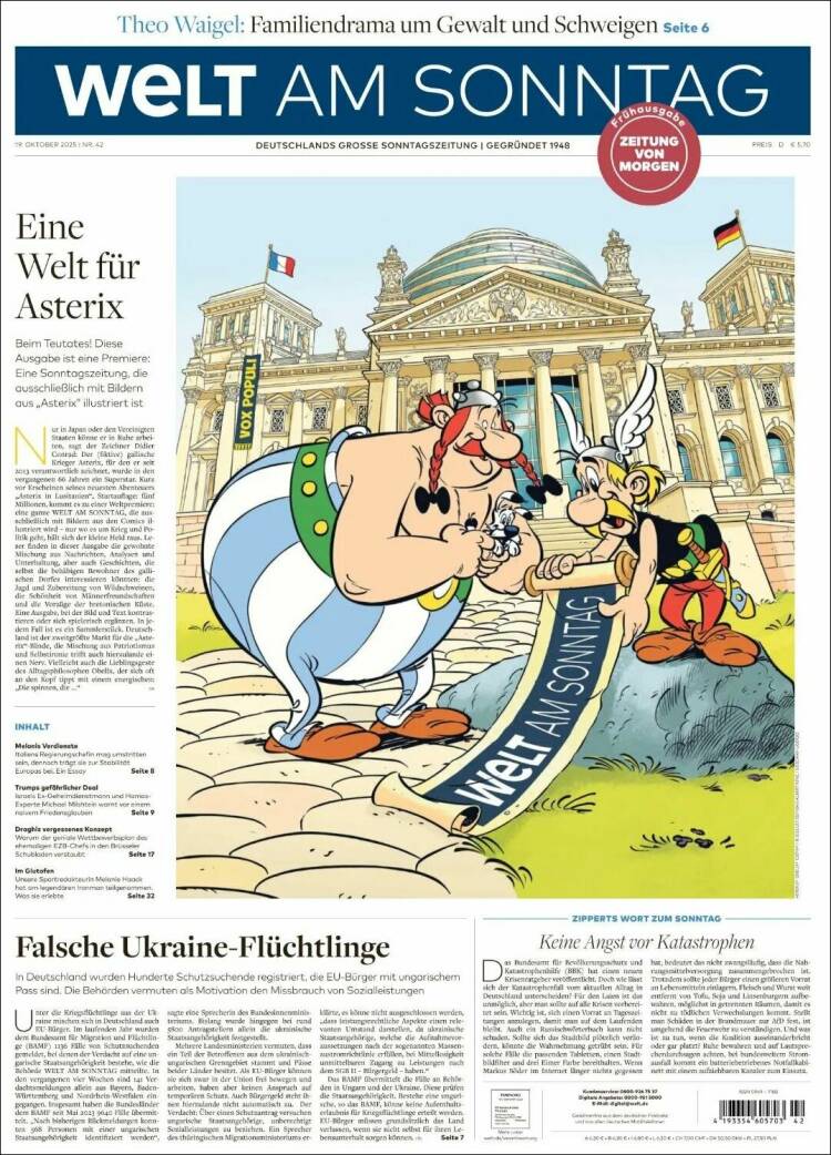 Portada de Die Welt (Alemania)