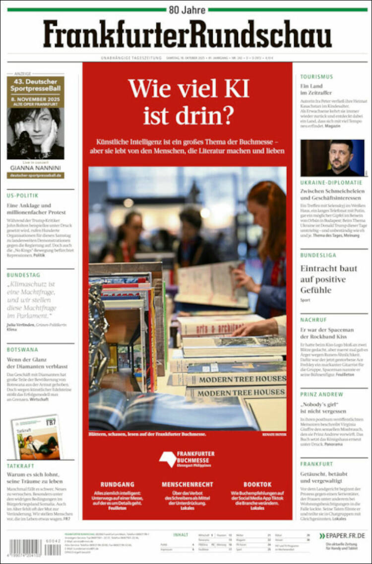 Portada de Frankfurter Rundschau (Alemania)