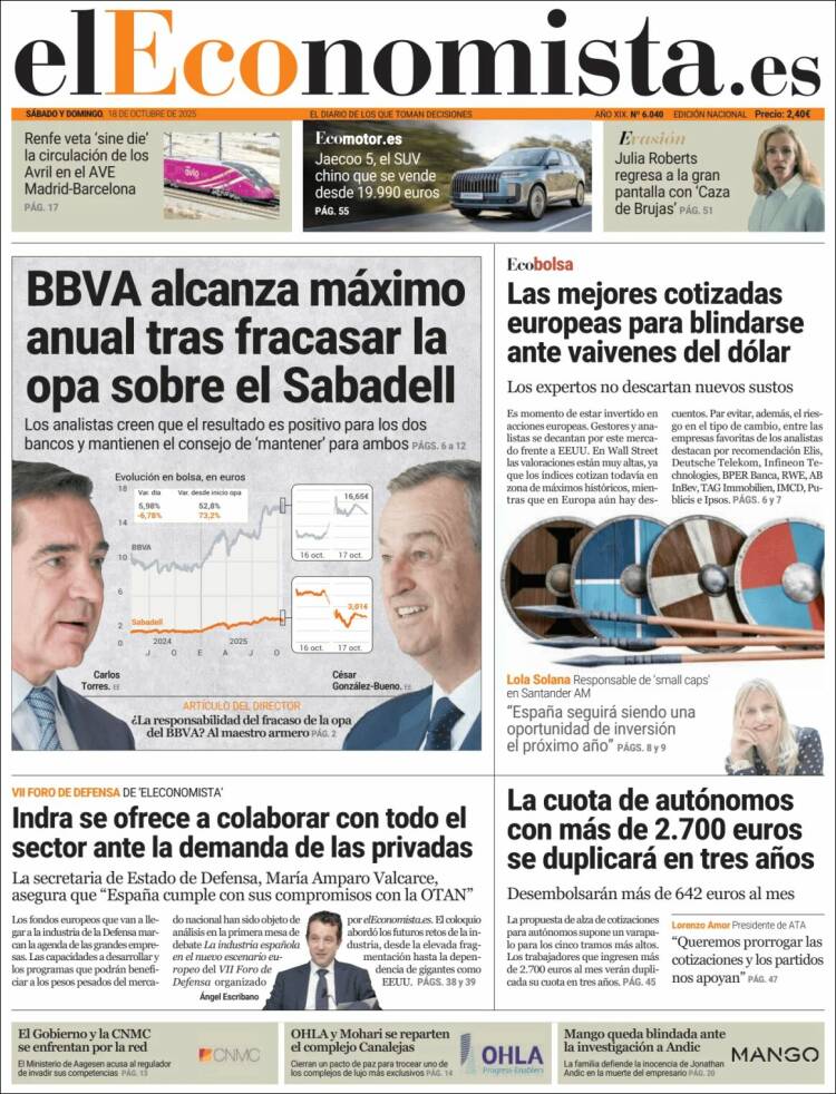 Portada de El Economista (Espa&ntilde;a)