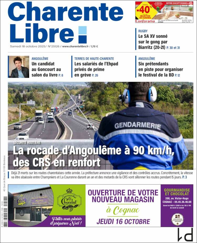 Portada de Charente Libre (Francia)