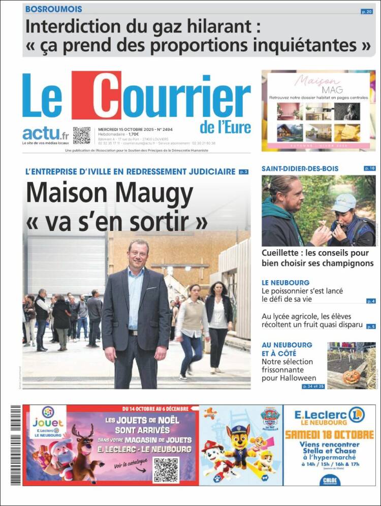 Portada de Le Courrier de l'Ouest (Francia)