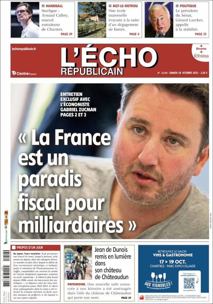 Portada de L'Echo Républicain (Francia)