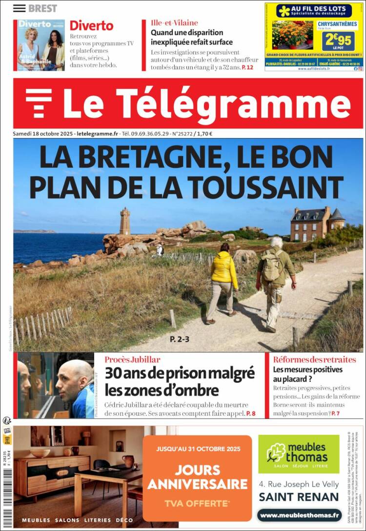 Portada de Télégramme (Francia)