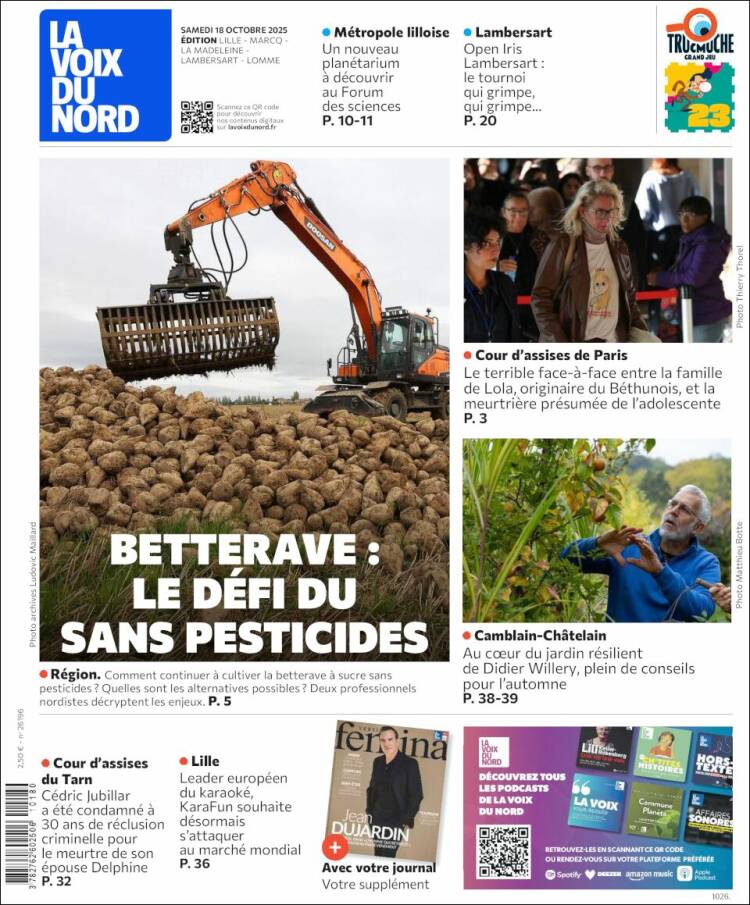 Portada de La Voix du Nord (Francia)