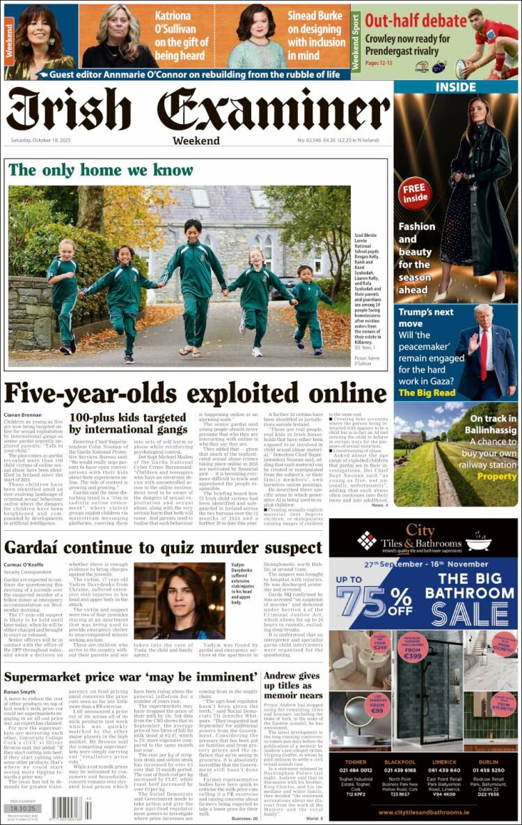 Portada de Irish Examiner (Irlanda)