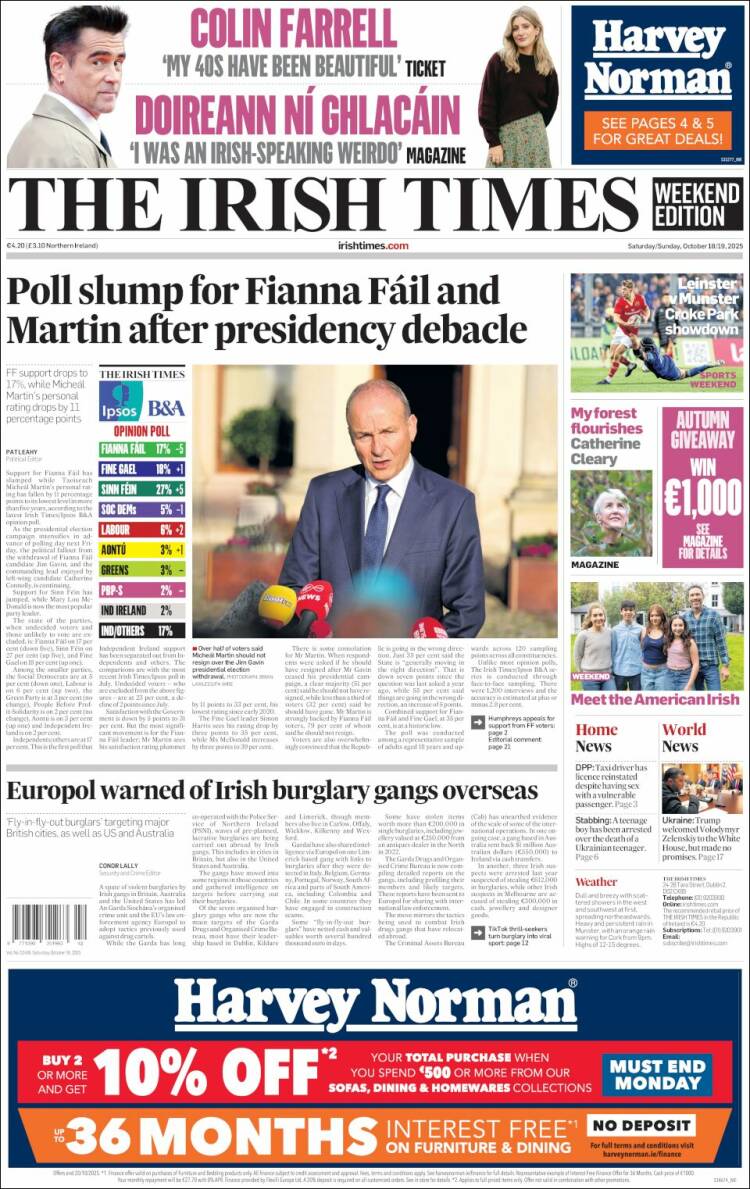 Portada de Irish Times (Irlanda)