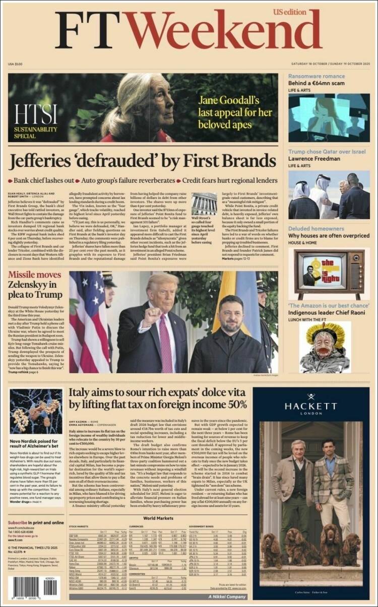 Portada de Financial Times (Reino Unido)