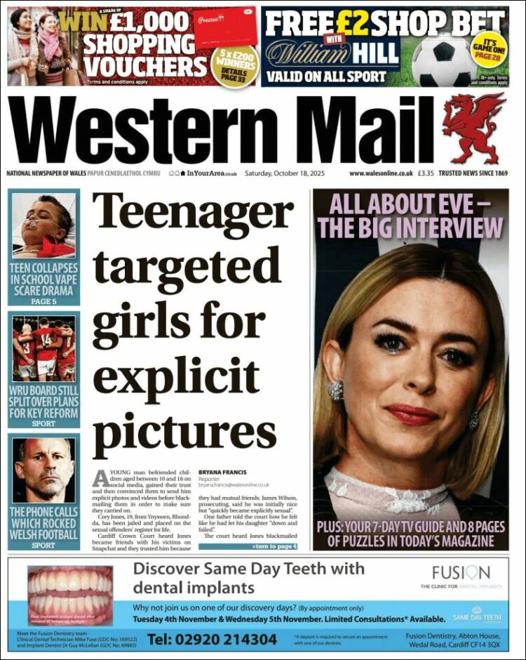 Portada de Western Mail (Reino Unido)