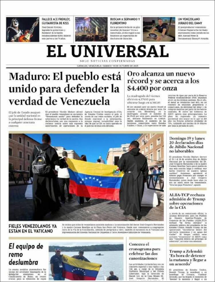 Portada de Universal (Venezuela)
