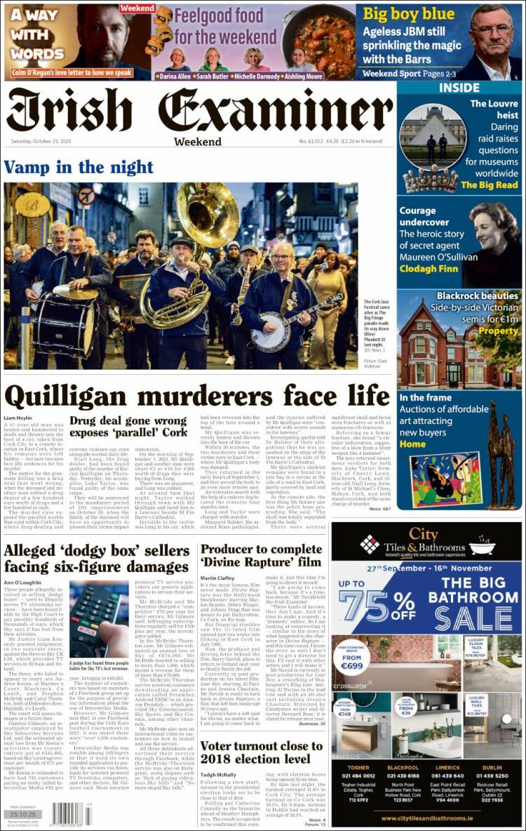 Portada de Irish Examiner (Irlanda)