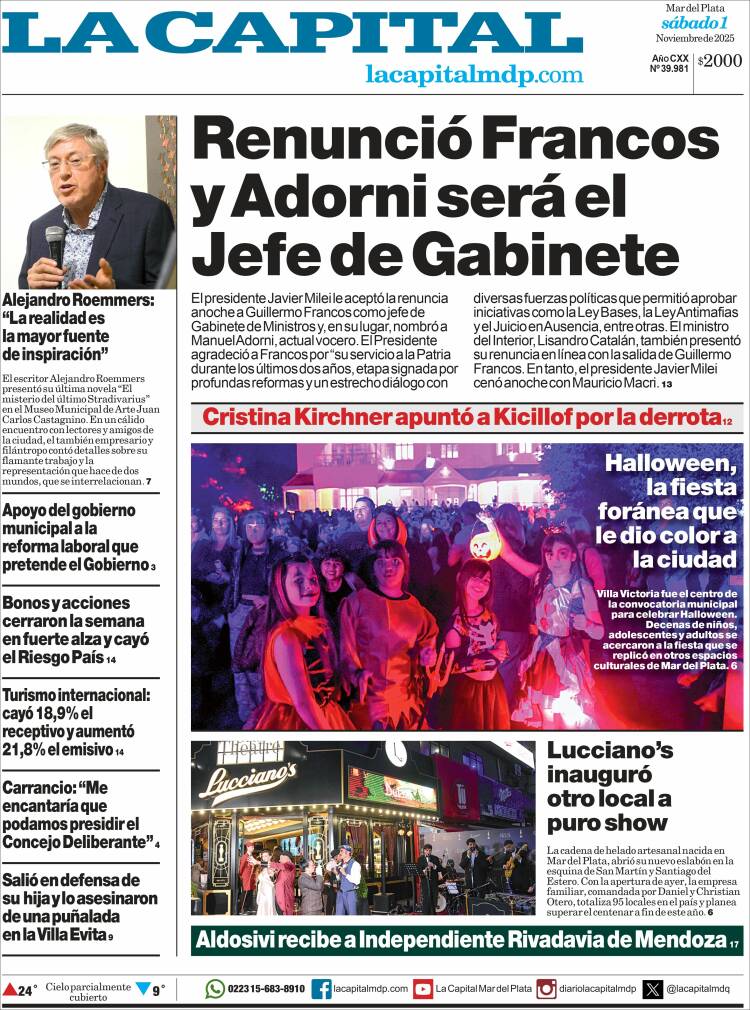 Portada de Diario La Capital - Mar del Plata (Argentina)