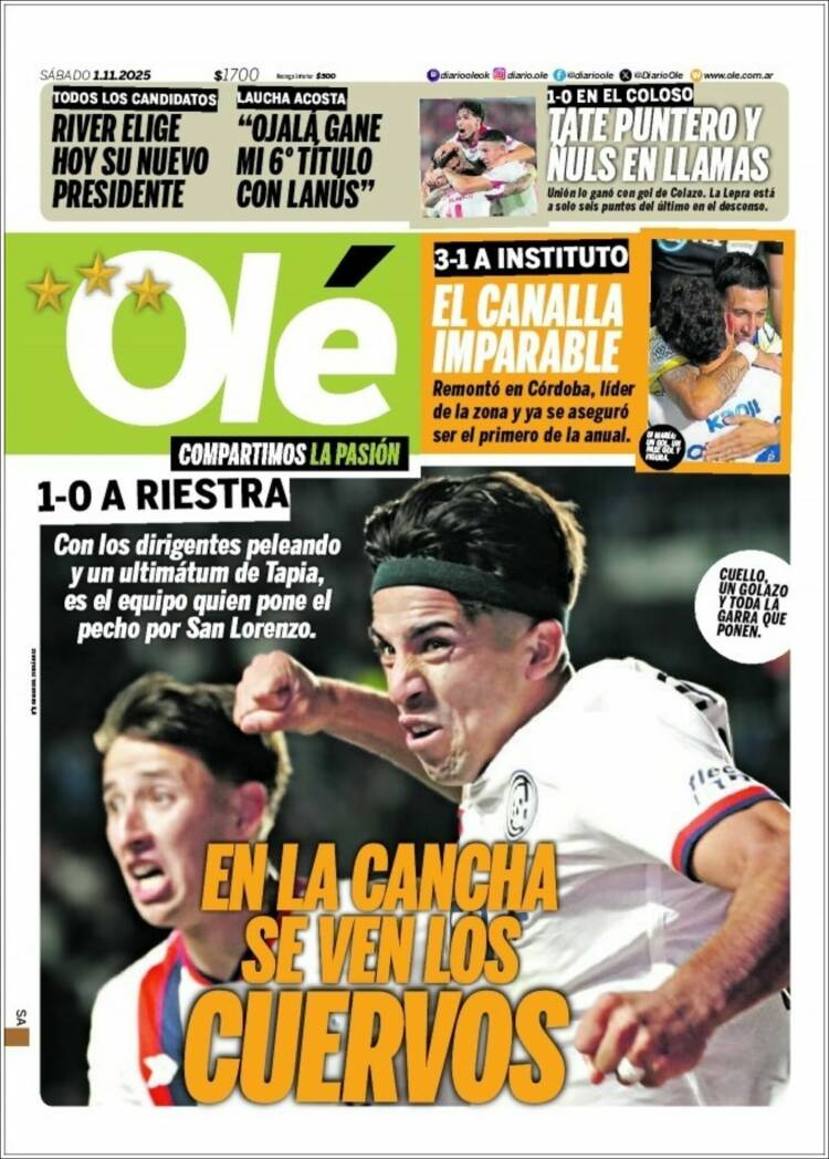 Portada de Olé (Argentina)