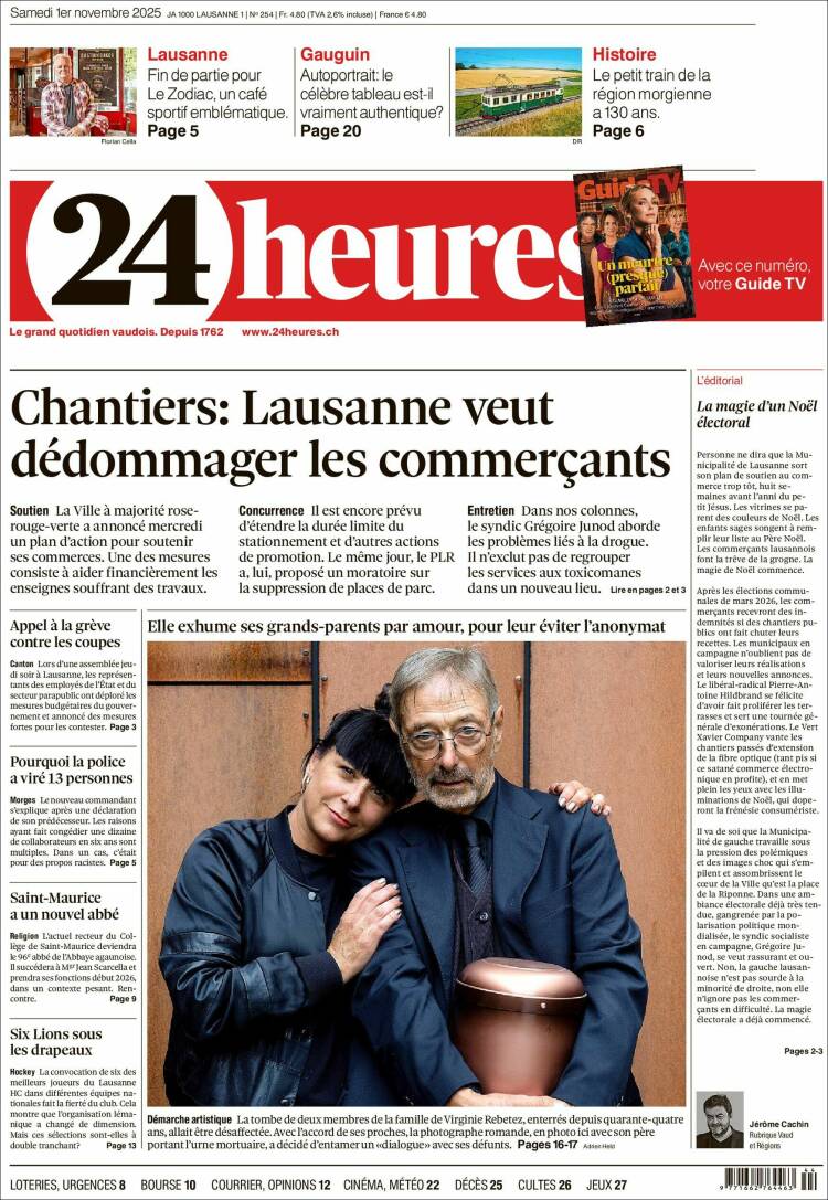 Portada de 24 Heures (Suiza)