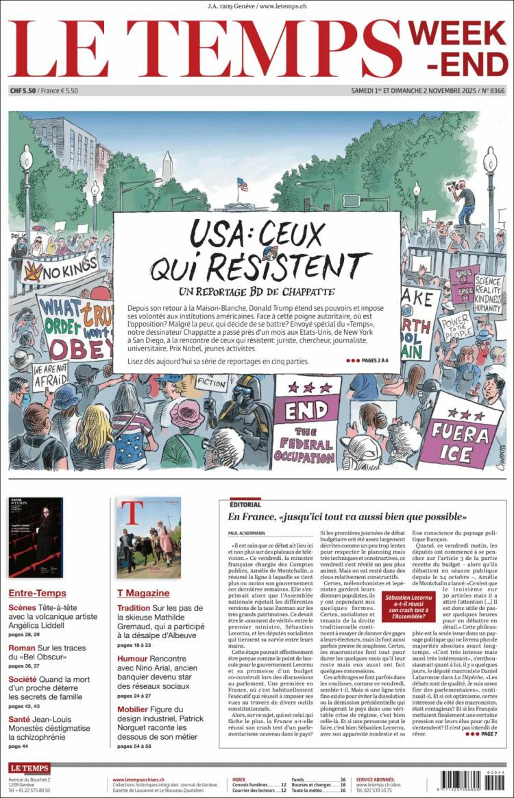 Portada de Le Matin (Suiza)