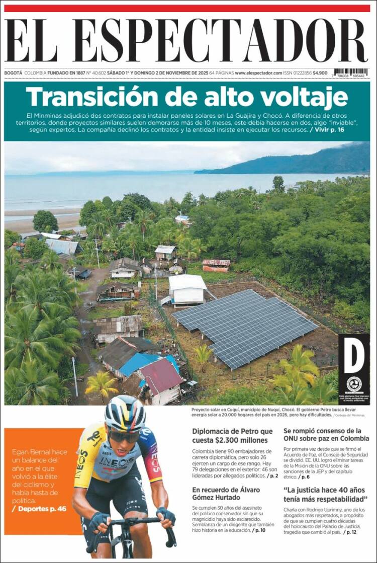 Portada de El Espectador (Colombia)