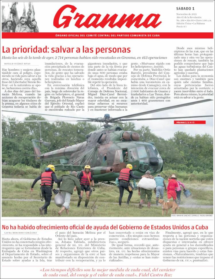 Portada de Granma (Cuba)