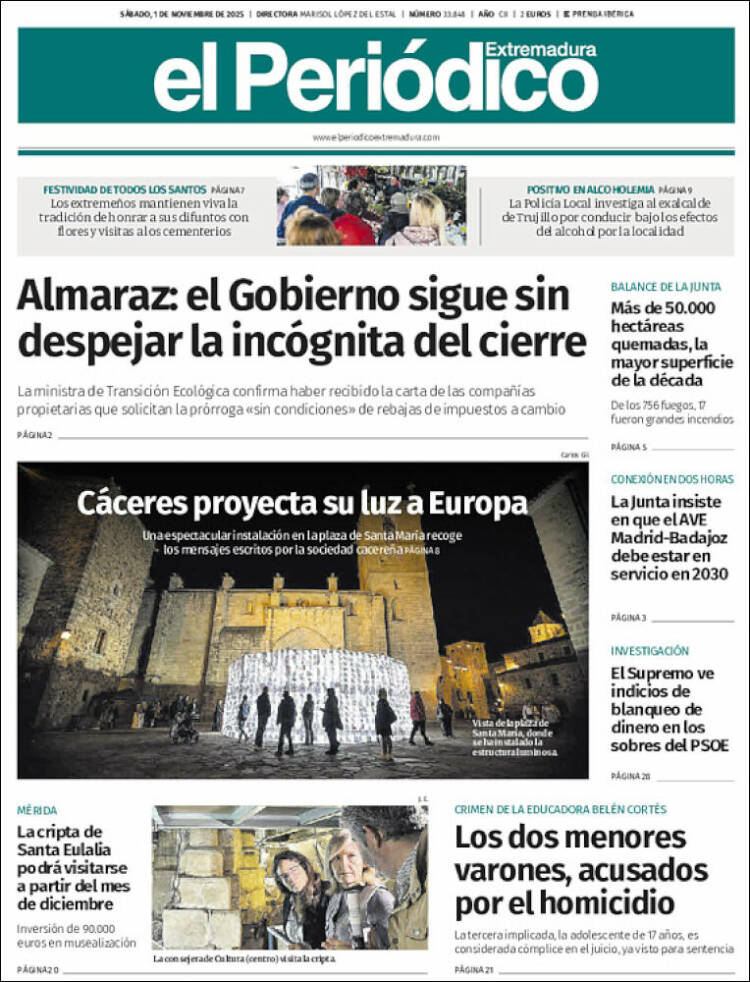 Portada de El Periódico de Extremadura (Espa&ntilde;a)