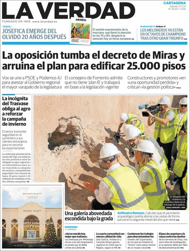 Portada de La Verdad de Cartagena (Espa&ntilde;a)