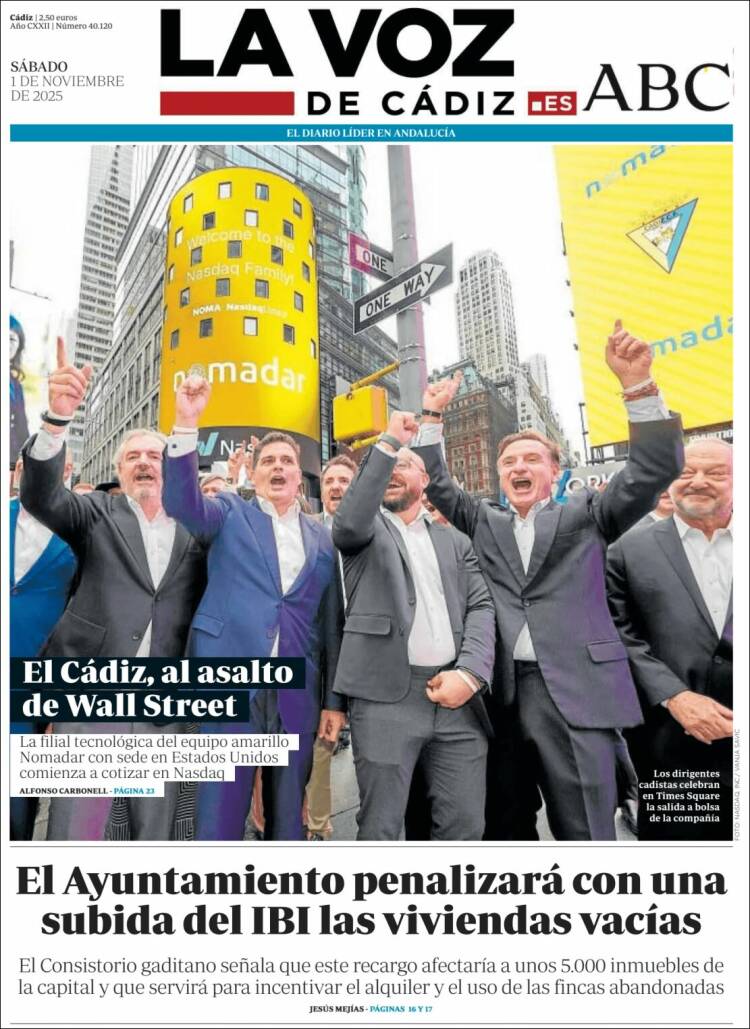 Portada de La Voz de Cádiz (Espa&ntilde;a)