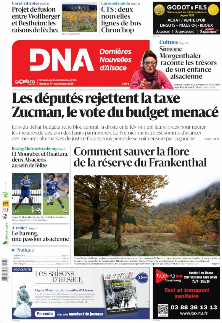 Portada de Les Dernières Nouvelles d'Alsace (Francia)