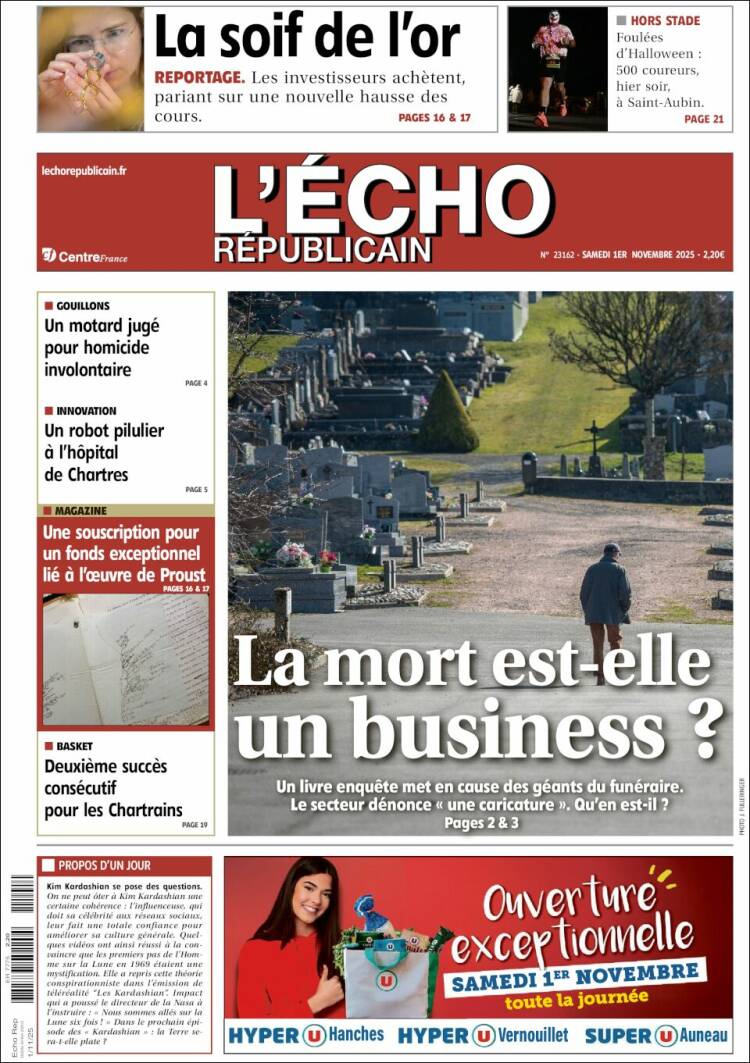 Portada de L'Echo Républicain (Francia)