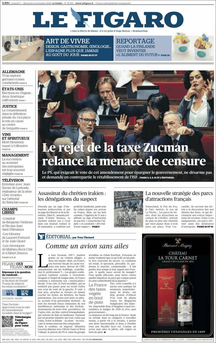 Portada de Le Figaro (Francia)