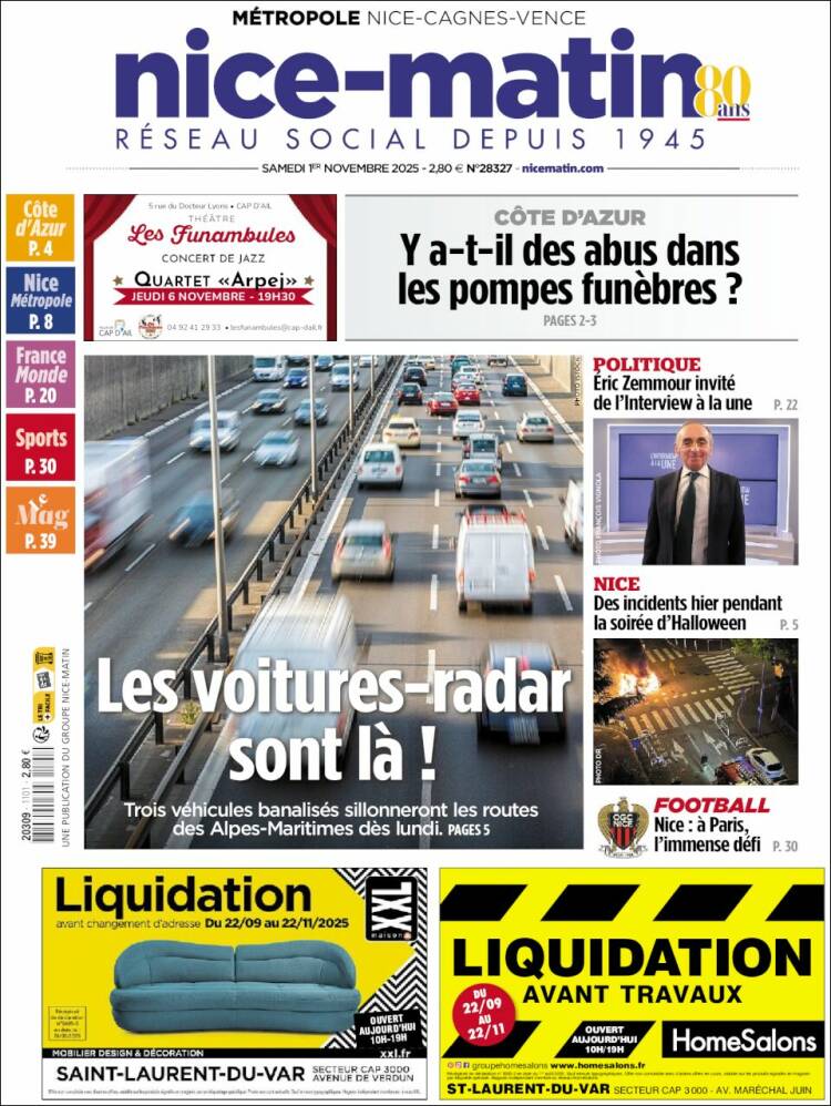 Portada de Nice-Matin (Francia)