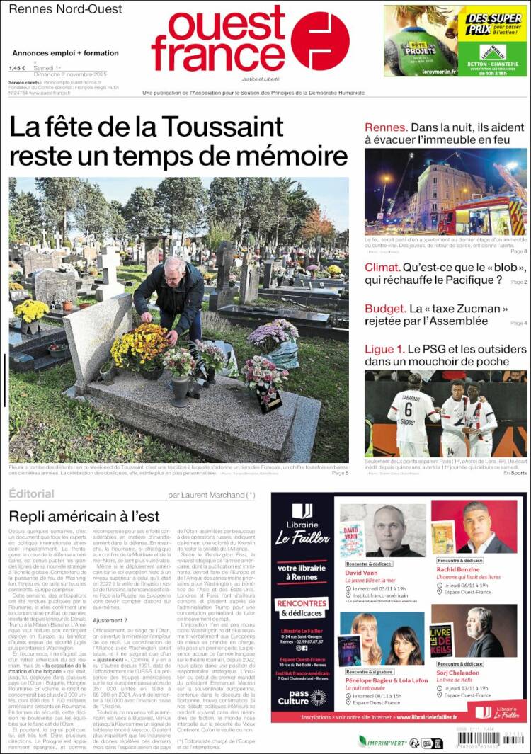 Portada de Ouest France (Francia)
