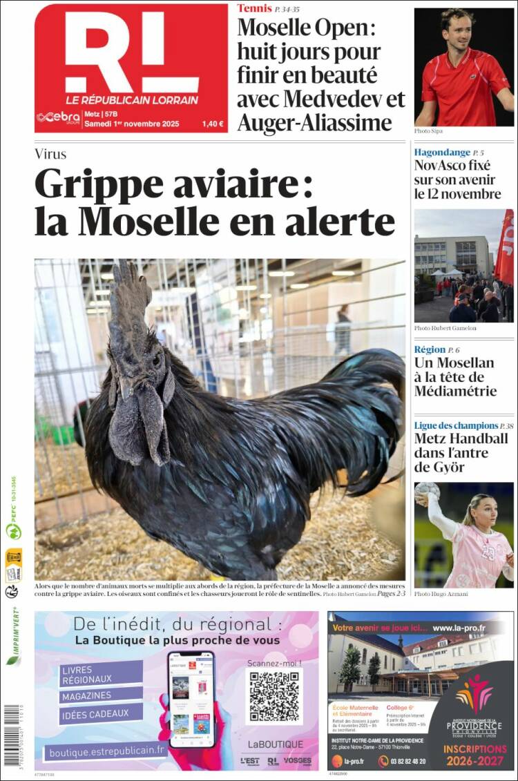 Portada de Le Republicain Lorrain (Francia)
