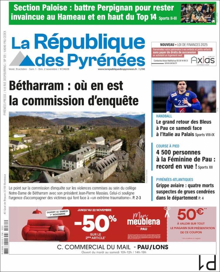 Portada de La République des Pyrénées (Francia)