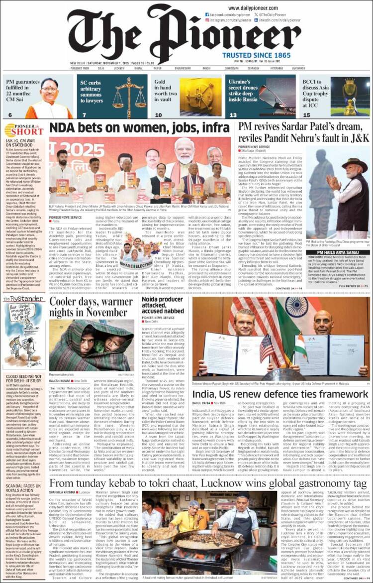 Portada de The Pioneer (India)