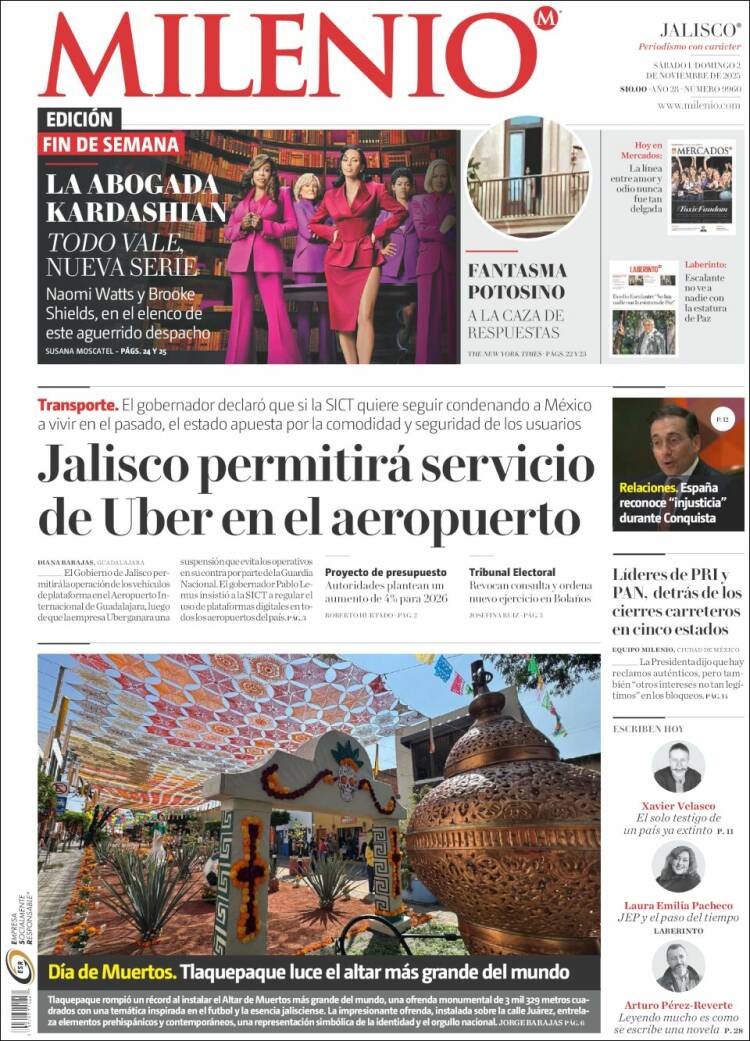 Portada de Milenio - Jalisco (M&eacute;xico)