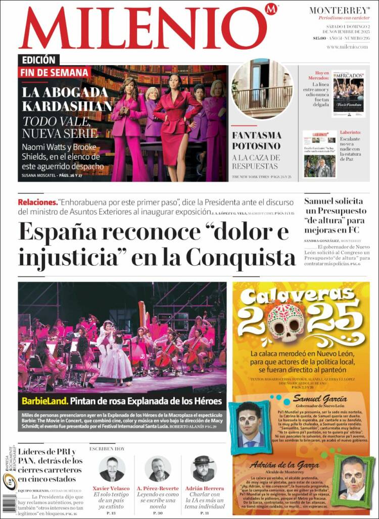 Portada de Milenio de Monterrey (M&eacute;xico)