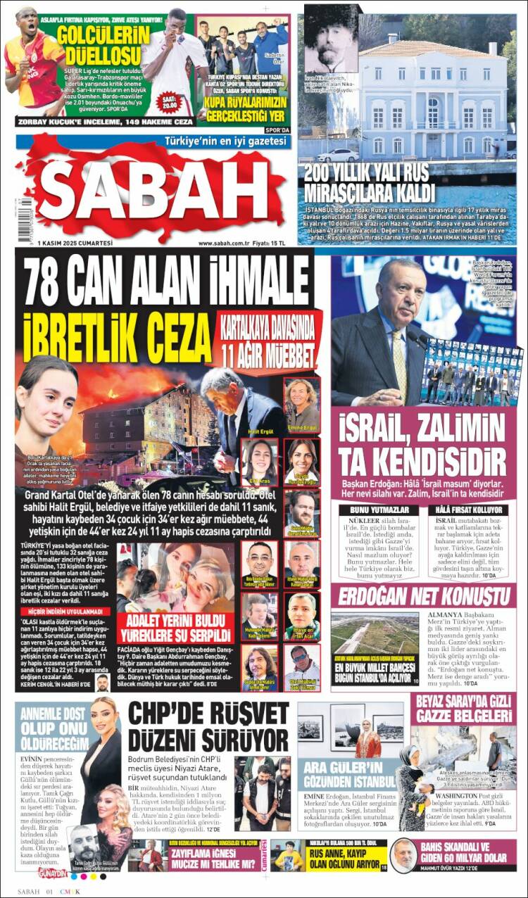 Portada de Sabah (Turqu&iacute;a)
