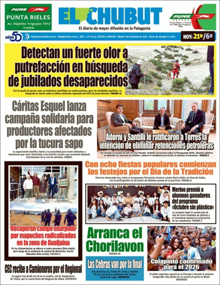 Portada de El Chubut (Argentina)