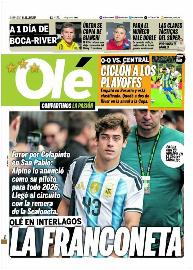 Portada de Olé (Argentina)