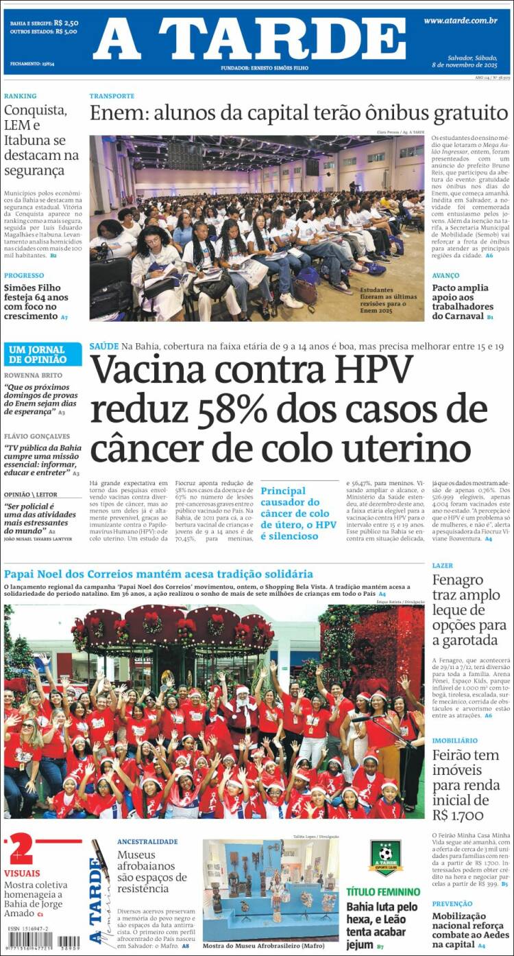 Portada de Diário A Tarde (Brasil)