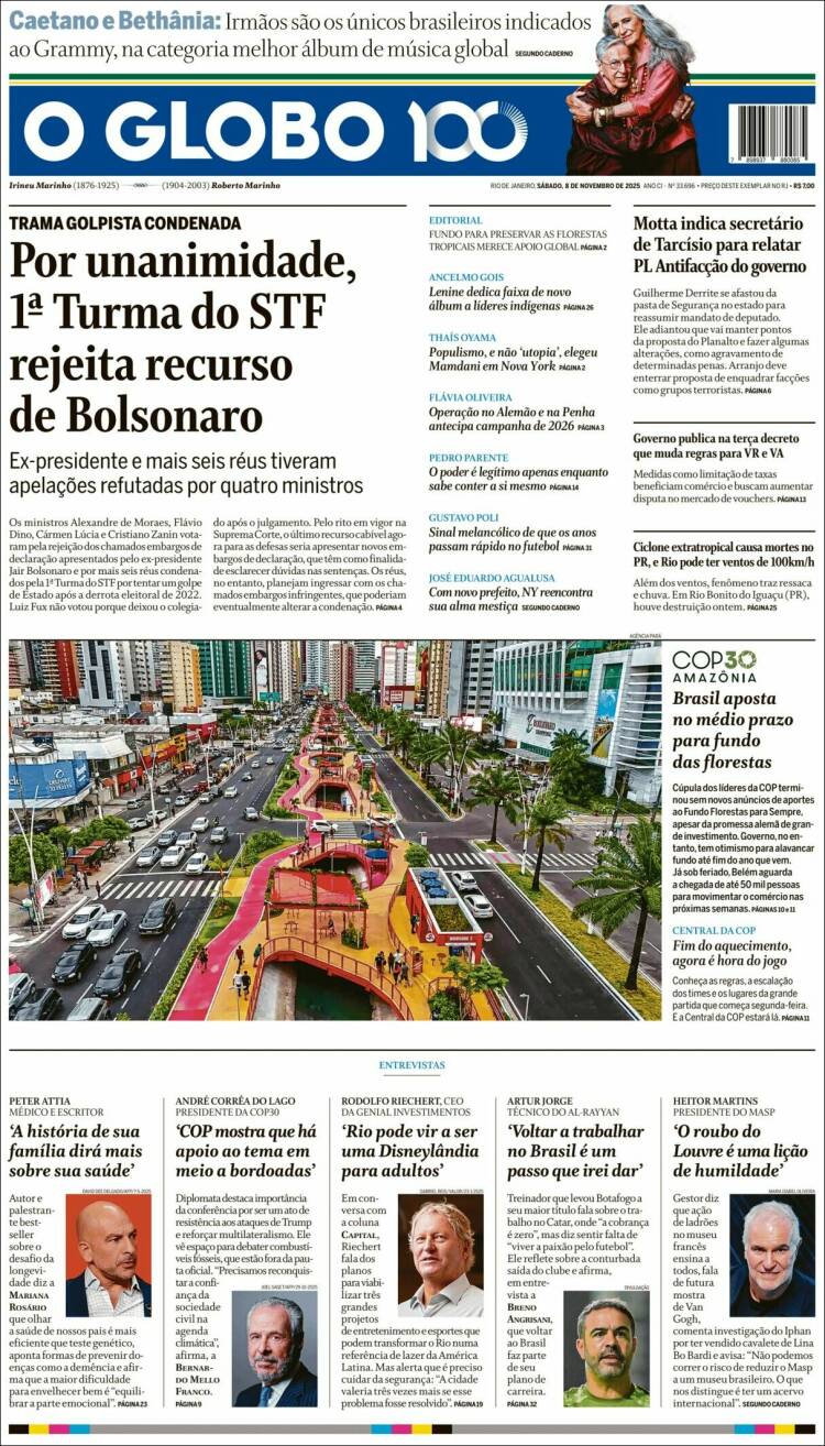 Portada de O Globo (Brasil)