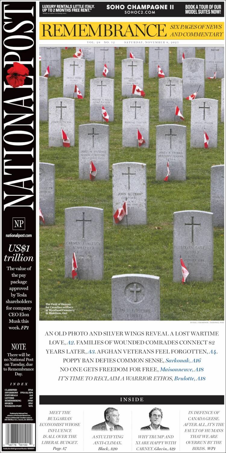 Portada de The National Post (Canad&aacute;)