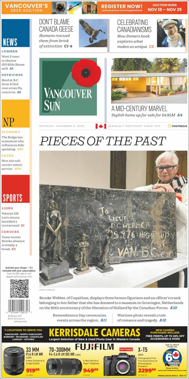 Portada de The Vancouver Sun (Canad&aacute;)