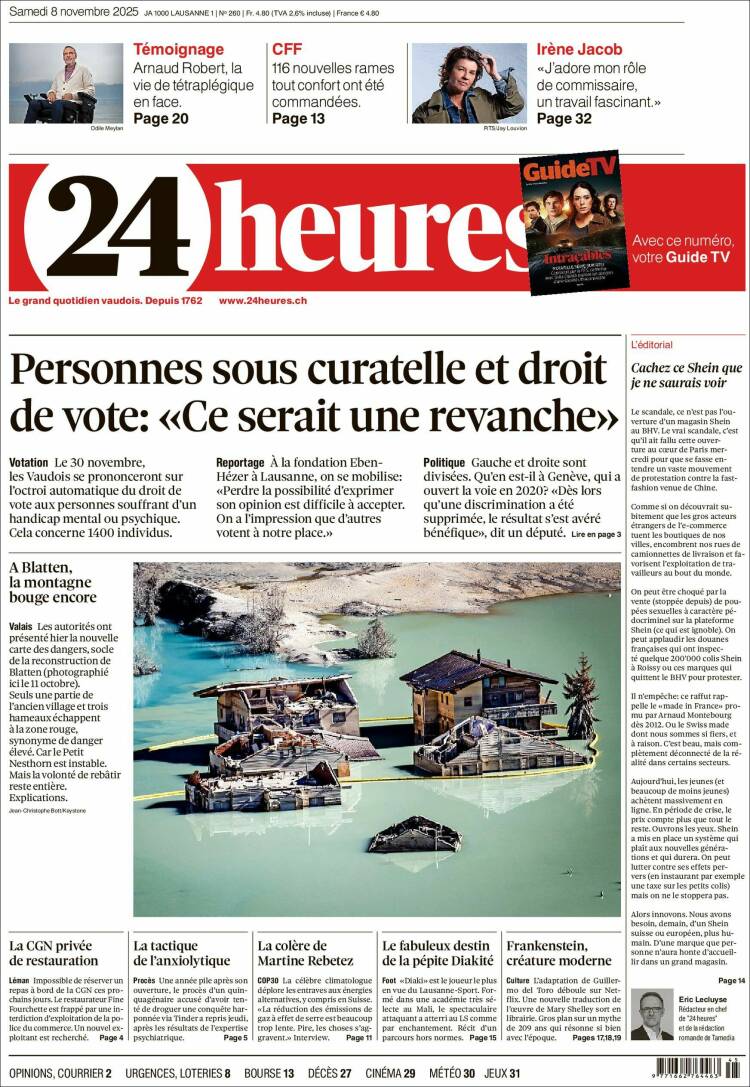 Portada de 24 Heures (Suiza)