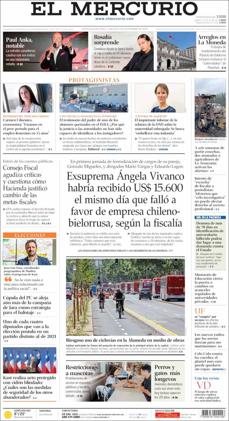 Portada de El Mercurio (Chile)