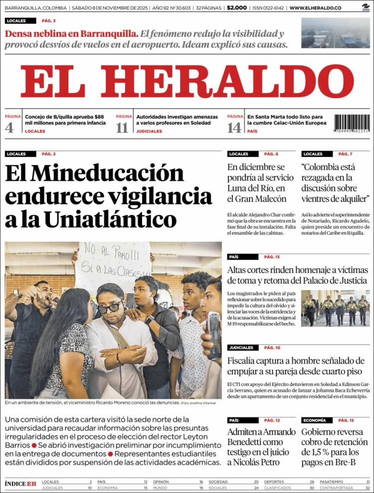 Portada de El Heraldo (Colombia)