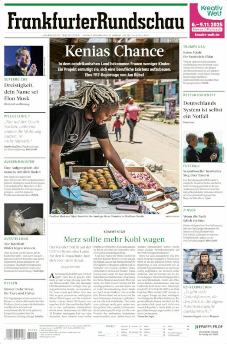 Portada de Frankfurter Rundschau (Alemania)