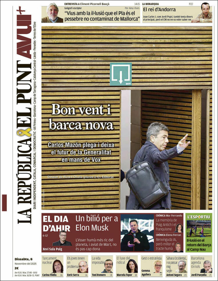 Portada de El Punt Avui (Espa&ntilde;a)