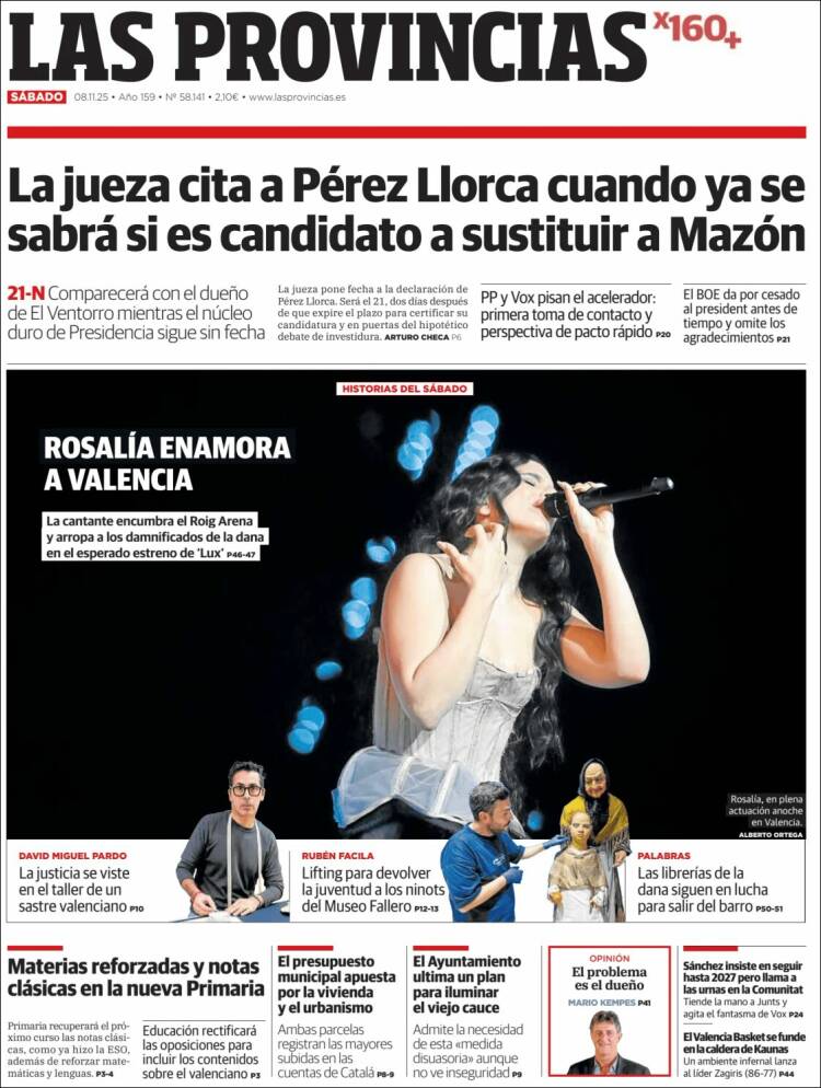 Portada de Las Provincias (Espa&ntilde;a)