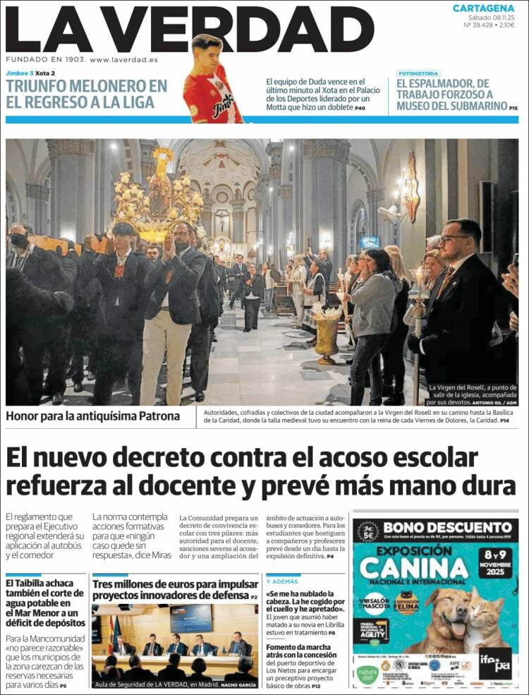 Portada de La Verdad de Cartagena (Espa&ntilde;a)