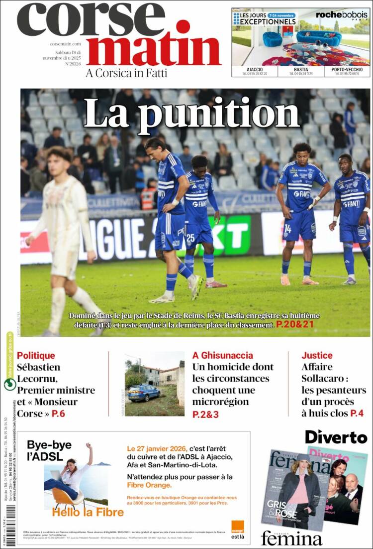 Portada de Corse-Matin (Francia)