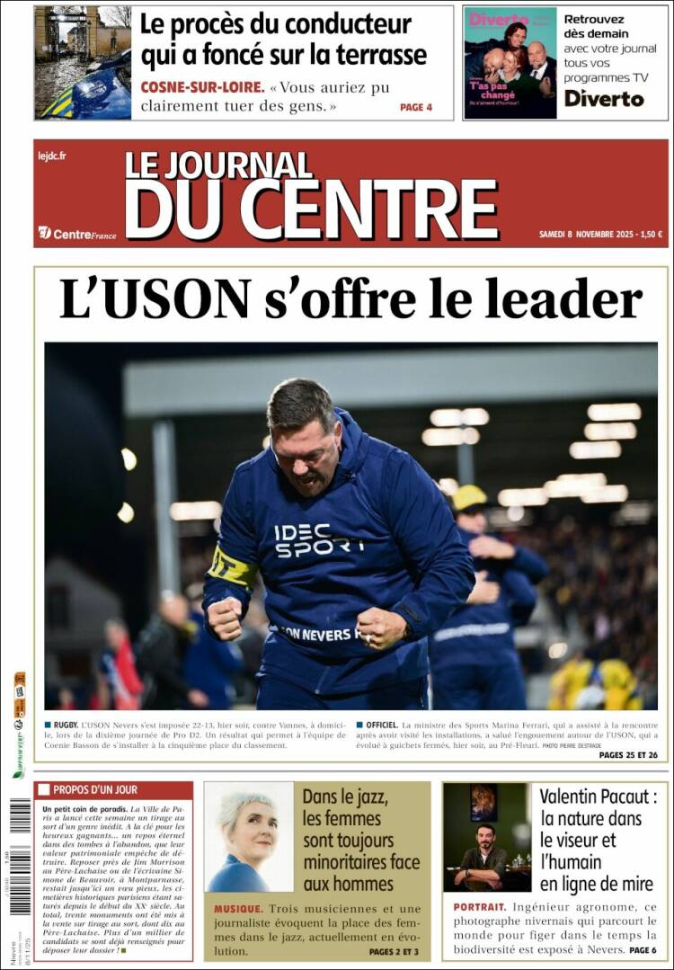 Portada de Le Journal du Centre (Francia)